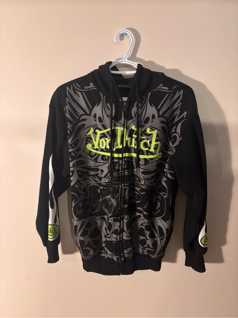 Von Dutch Black Hoodie with White Logo Tag